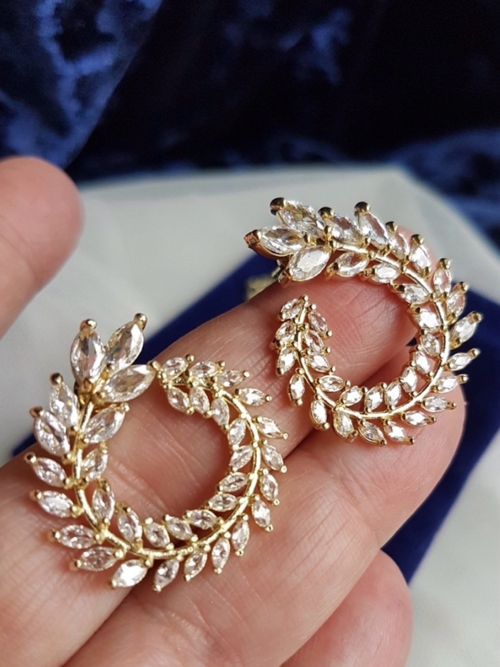 Swarovski Elements Gold Tone Marquis Wreath Earrings NEW